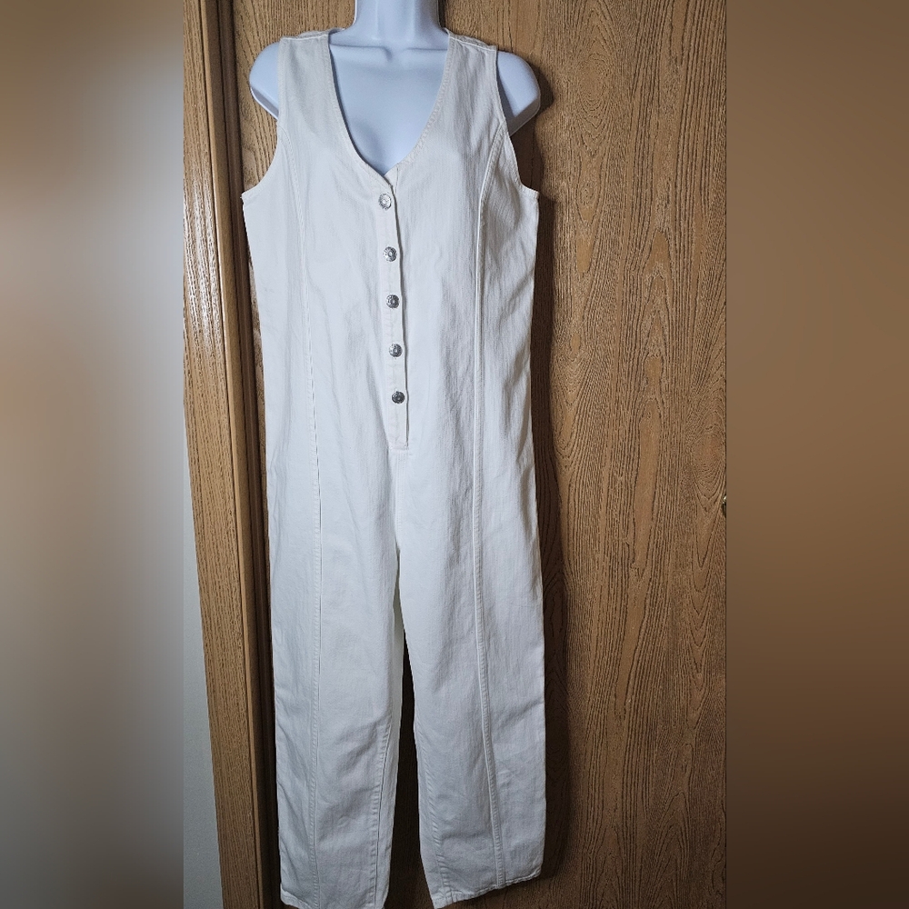MadeWell Sleeveless White Jean Jumpsuit - Picture 2 of 5